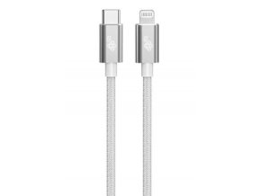 TB kabel USB-C - Lightning oplétaný 1m, stříbrný
