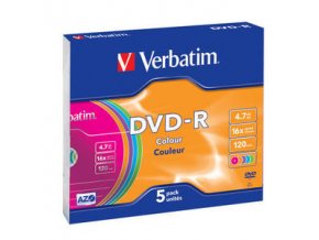 VERBATIM DVD-R 4,7 GB (120min) 16x colour slim box, 5ks/pack