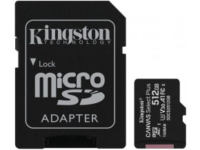 Kingston CANVAS SELECT PLUS/micro SDXC/512GB/100MBps/UHS-I U3 / Class 10/+ Adaptér