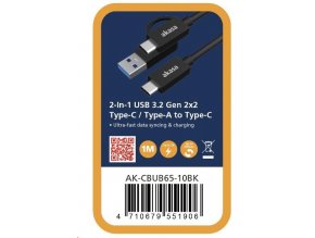 AKASA - 2v1 USB 3.2 Gen 2 Type-C/A na Type-C, 1m