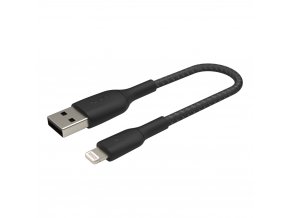 BELKIN kabel oplétaný USB-A - Lightning 15cm, čern