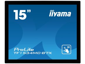 15" iiyama TF1534MC-B7X: TN, XGA, capacitive, 10P, 370cd/m2, VGA, DP, HDMI, IP65, černý