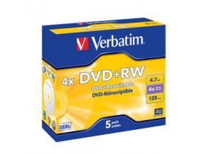 VERBATIM DVD+RW (4x, 4,7GB),5ks/pack