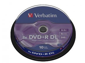 VERBATIM DVD+R(10-Pack)Spindl/MattSlvr/8x/8.5GB