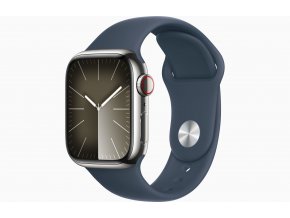 Apple Watch S9 Cell/45mm/Silver/Sport Band/Storm Blue/-M/L