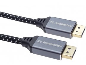 PremiumCord DisplayPort 1.4 přípojný kabel, kovové a zlacené konektory, 1,5m