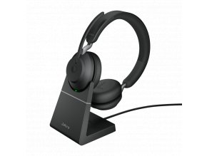 Jabra Evolve2 65/Stereo/USB-C/BT/Bezdrát/Stand/Černá