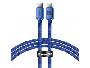 Baseus CAJY000603 Crystal Shine Series Datový Kabel USB-C - USB-C 100W 1,2m Blue