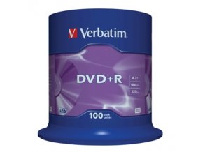 VERBATIM DVD+R(100-Pack)Spindl/MattSlvr/16x/4.7GB