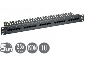 19" ISDN panel Solarix 25 x RJ45 černý 1U SX25-ISDN-BK