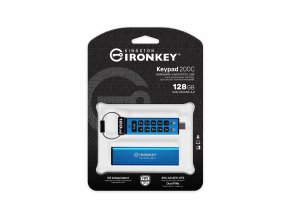 Kingston Ironkey Keypad 200C/128GB/280MBps/USB 3.0/USB-C/Modrá