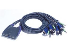 Aten 4-port KVM USB mini, audio, 1.8m kabely