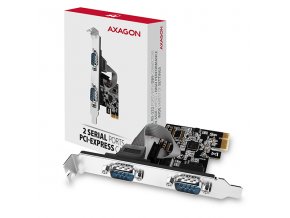 AXAGON PCEA-S2N, PCIe řadič - 2x sériový port (RS232) 250 kbps, vč. LP