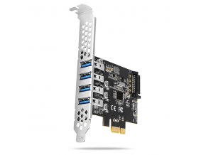 AXAGON PCEU-43RS, PCIe řadič, 4x USB 3.2 Gen 1 port, 5 Gbps, napájení z PCIe nebo SATA, SP & LP