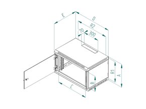 Nástěnný rozvaděč jednodílný 9U/395mm plech.dveře
