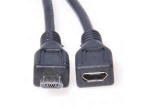 PremiumCord Kabel prodlužovací micro USB 2.0 M-F, černý 2m