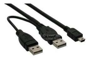 PremiumCord USB 2.0 napájecí Y kabel A/M + A/M -- A/M mini 0.4m + 0.5m