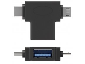 PremiumCord Adaptér USB-A na USB-C + micro USB-B