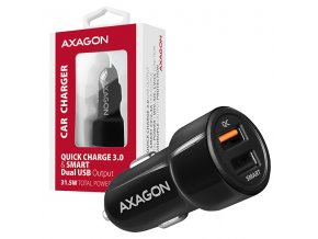 AXAGON PWC-QC5, QUICK a SMART nabíječka do auta, 2x port QC3.0/AFC/FCP + 5V-2.6A, 31.5W