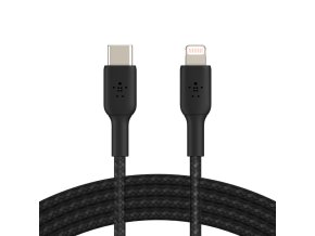 BELKIN kabel oplétaný USB-C - Lightning, 1m, černý