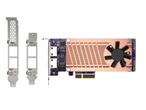 QNAP QM2 series, 2 x PCIe 2280 M.2 SSD slots, PCIe Gen3 x 4 , 2 x  Intel I225LM 2.5GbE NBASE-T port