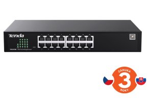 Tenda TEG2216D Websmart L2 cloud managed switch, 16x 10/100/1000 Mbps, Kov, Fanless-bez ventilátorů