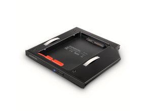 AXAGON RSS-CD09 rámeček pro 2.5" SSD/HDD do DVD slotu, 9.5 mm, LED, hliník