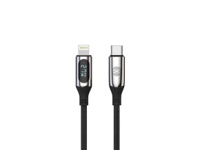 Datový kabel s LCD Forever USB-C/Lightning 1m 27W černý