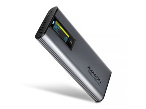 AXAGON EEM2-SD2 USB-C 10Gbps - M.2 NVMe & SATA SSD kovový DISPLAY box, bezšroubkový