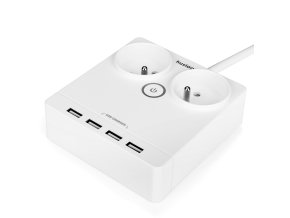 Nabíjecí stanice Huslog 12W 2xzásuvka, 4xUSB bílá