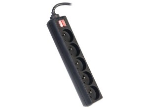 Prodlužovací přívod 230V 5m 5 zásuvek, vyp, černý