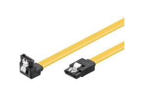 PremiumCord 0,3m SATA 3.0 datový kabel, 6GBs, kov.západka, 90°