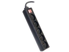 Prodlužovací přívod 230V 5m 5 zásuvek, vyp, černý