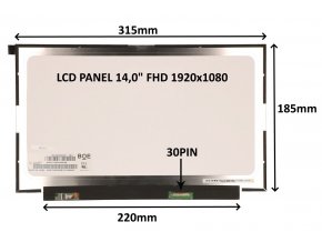 LCD PANEL 14,0" FHD 1920x1080 30PIN MATNÝ IPS / BEZ ÚCHYTŮ