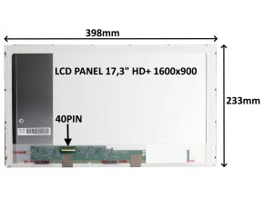 LCD PANEL 17,3" HD+ 1600x900 40PIN MATNÝ / ŠROUBOVÁNÍ Z BOKŮ