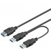 PremiumCord USB Y kabel A/Male + A/Male + A/Female