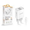 Chytrá síťová nabíječka ALIGATOR 2,4A, 2xUSB, smart IC, bílá, micro USB kabel