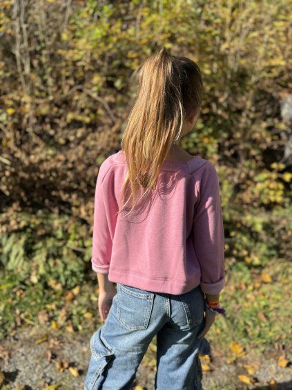 DÍVČÍ CROP mikina PINK WARMKEEPER