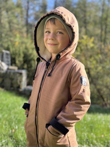 Dětská Softshellová bunda s beránkem COFFEE