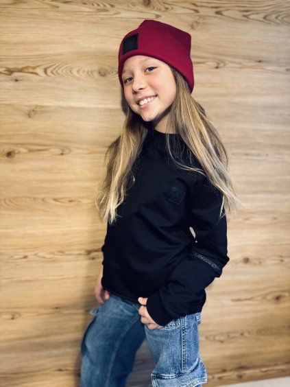 Dívčí CROP OVERSIZE mikina SHINY BLACK