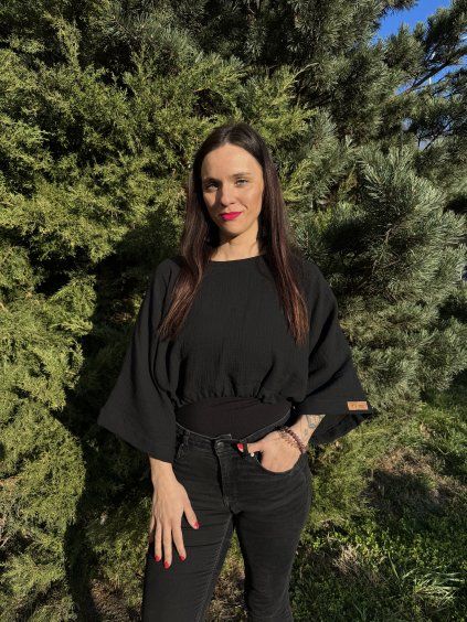 DÁMSKÝ OVERSIZE TOP Black MUŠELÍN