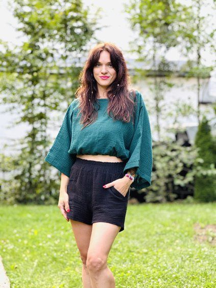 DÁMSKÝ OVERSIZE TOP EMERALD MUŠELÍN