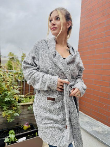 DÁMSKÝ OVERSIZE kabát MELANGE GREY Short