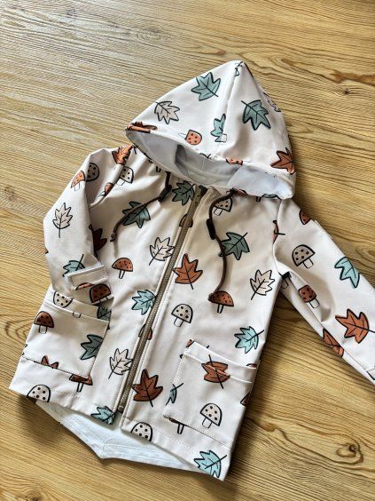 Dětská SOFTSHELLOVÁ BUNDA s fleecem MUSHROOMS