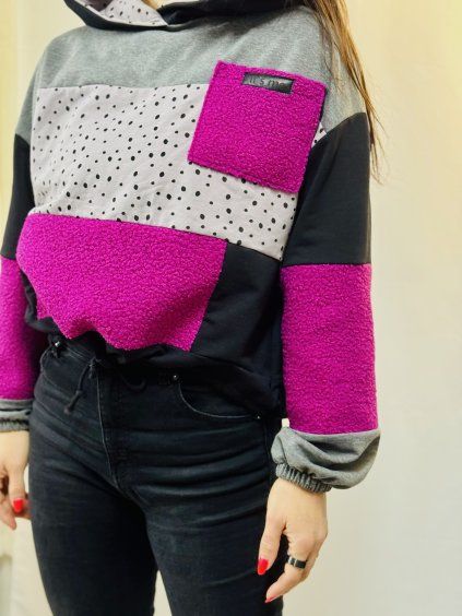 Dámská PATCHWORK Oversize Hoodie 5