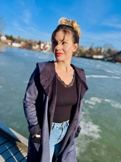 DÁMSKÝ kabát LEATHER DARK POSEIDON Long