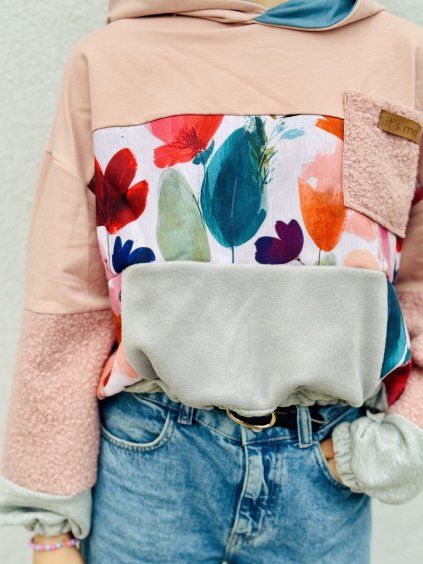 Dámská PATCHWORK Oversize Hoodie 16
