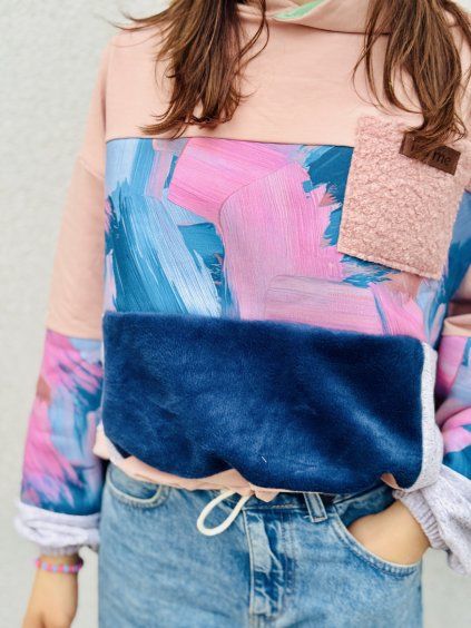Dámská PATCHWORK Oversize Hoodie 17