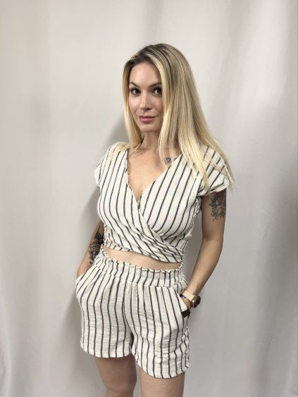 DÁMSKÝ Multifunkční TOP STRIPES 2 MUŠELÍN