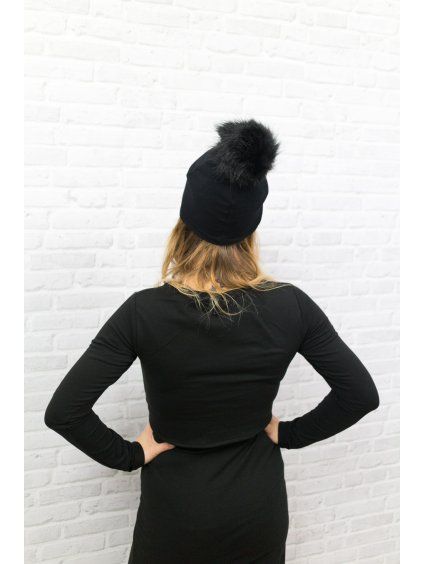 Čepice s bambulí BLACK - Maminka / Děti